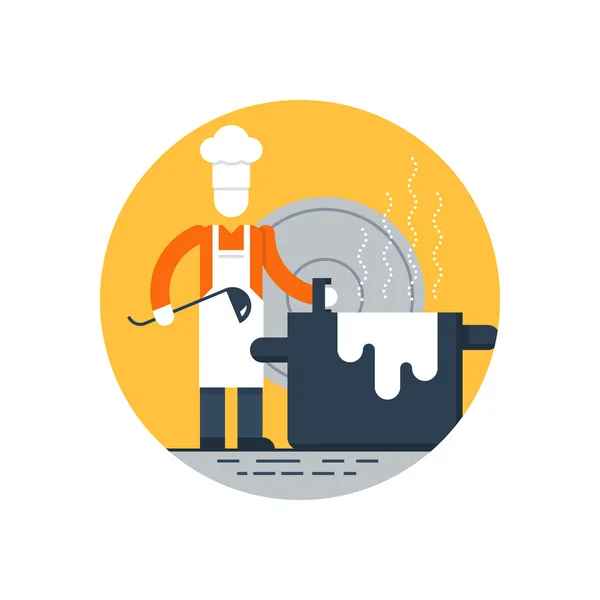 Chef with big pan — Stock Vector