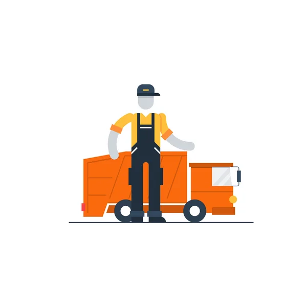 Çöp kamyonu işçi — Stok Vektör