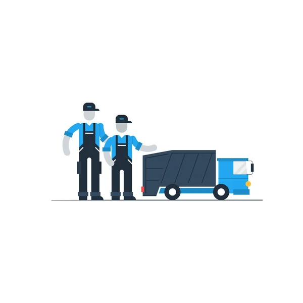 Prullenbak vrachtwagenchauffeurs en werknemers — Stockvector