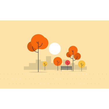 Şehir Parkı ile ağaçlar ve tezgah