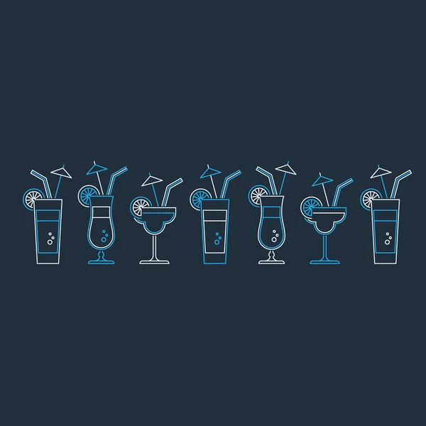 Cócteles refrescantes de verano — Vector de stock