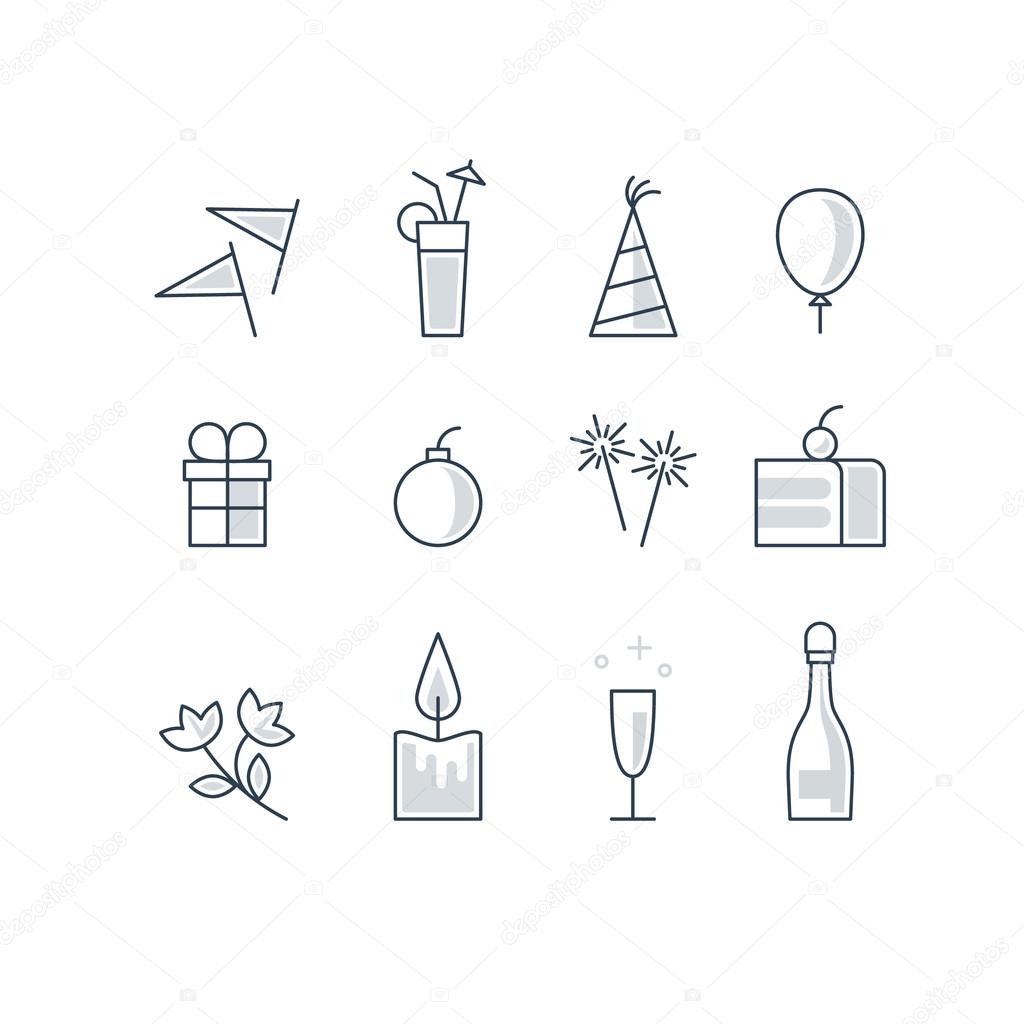Event celebration icons , vector illustration