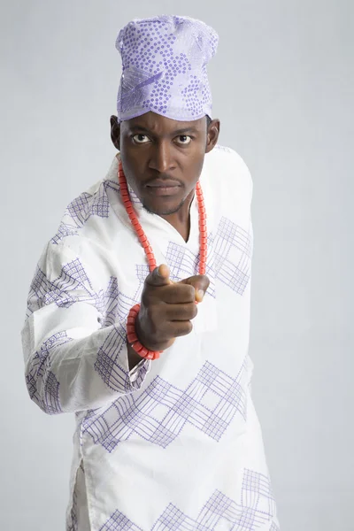 Young man posing in traditional costume — Stock Photo, Image