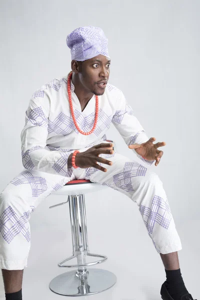 Young man posing in traditional costume — Stock Photo, Image