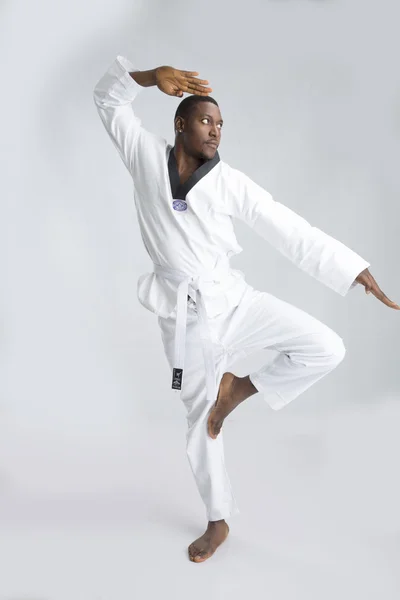 Молодий спортсмен вивчає бойові мистецтва Стокове Фото