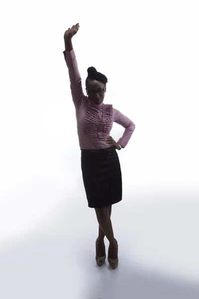 Office kvinna i bakgrundsbelysningen på vit — Stockfoto