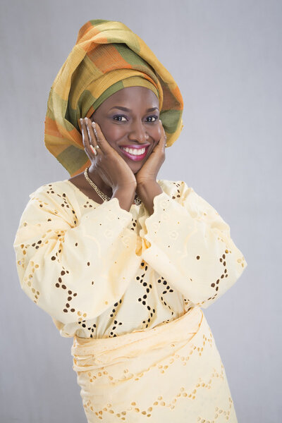 Woman posing on camera and smiling