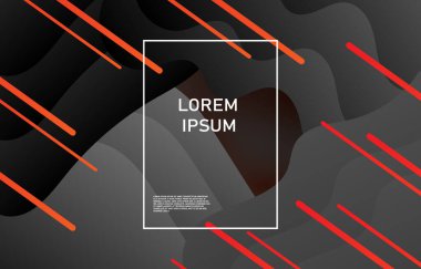 Gradyan gri ve siyah desenli geometrik arka plan. Kırmızı, turuncu düz çizgiler. Yayınları ya da reklamları dekore etmek için kullanılır.