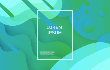 yeşil ve mavi geometrik arkaplan. Akış, daire, eğri, dinamik şekiller. Posterleri, reklamları, diğer etkinlikleri süslemek için kullanılır.