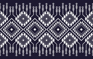 Etnik kumaş geometrik desen. Tekstil, giysi, çanta, halı, giysi, etiket, reklam vesaire dekorasyonunda kullanılan Asya tarzı halıda..