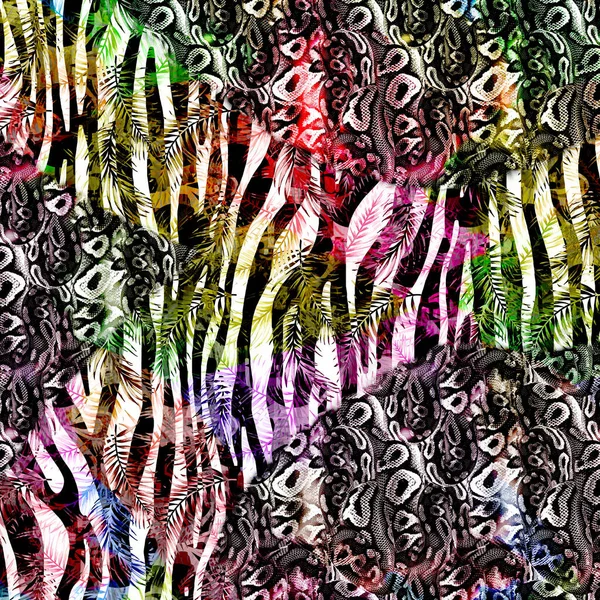 Stoffmuster Kissendesigns Kleidermuster Leoparden Camouflage Zebra Barock Und Kombinationsmuster — Stockfoto
