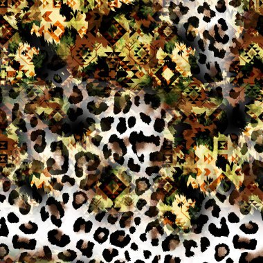 Moda baskısı, geometrik şekilli soyut leopar derisi