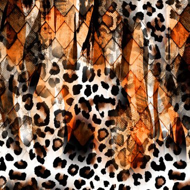 Moda baskısı, geometrik şekilli soyut leopar derisi