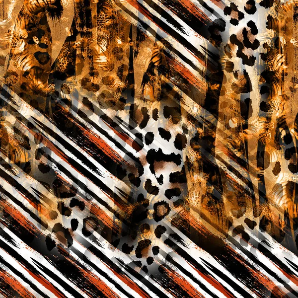 mixed print patterns, chained leopard pattern
