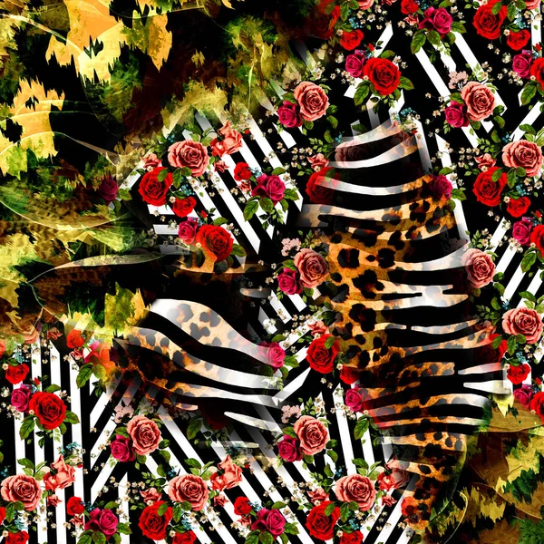 Estampado Moda Piel Leopardo Abstracta Con Formas Geométricas —  Fotos de Stock