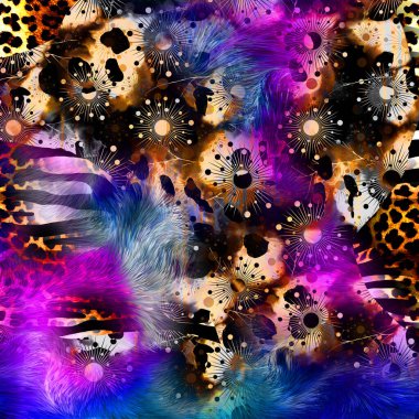 Yazdır, Afrika Hayvan İzleri. Klasik Doğal Şablon. Siyah Egzotik Hayvan Modeli. Tekstil Giysi Tasarımı..