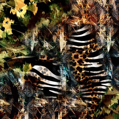 Moda baskısı, geometrik şekilli soyut leopar derisi