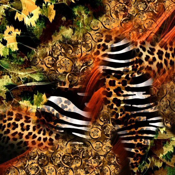 Gemischte Printmuster Angekettete Leopardenmuster — Stockfoto