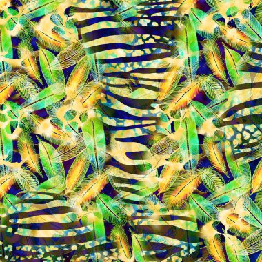 Hayvan derisi, hayvan izi, leopar dokusu arka planına sahip çok renkli ve soyut bir arka plan.