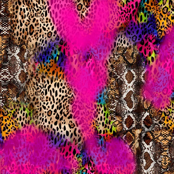 Vícebarevné Abstraktní Pozadí Zvířecí Kůží Zvířecí Tisk Leopardí Textura Pozadí — Stock fotografie