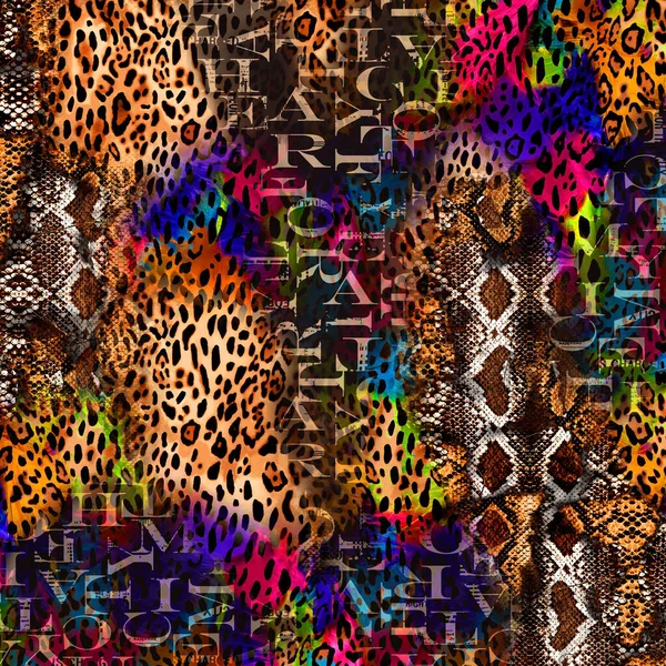 Fond Abstrait Multicolore Avec Peau Animale Imprimé Animal Fond Texture — Photo