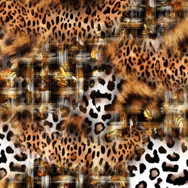 Moda baskısı, geometrik şekilli soyut leopar derisi
