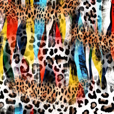 Moda baskısı, geometrik şekilli soyut leopar derisi