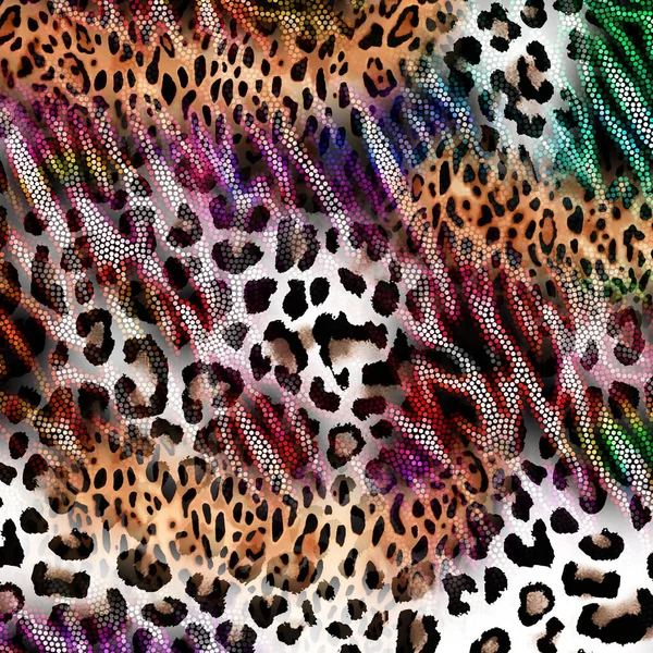 Estampado Moda Piel Leopardo Abstracta Con Formas Geométricas —  Fotos de Stock