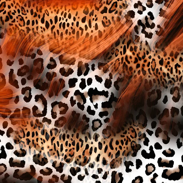 Stampa Alla Moda Pelle Leopardo Astratta Con Forme Geometriche — Foto Stock