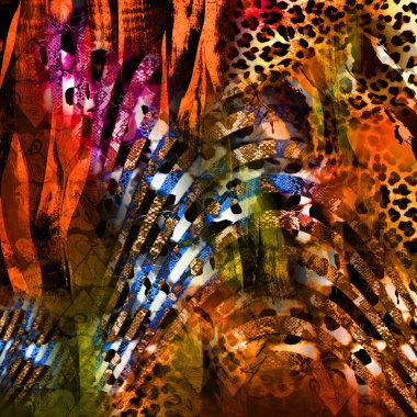 Yazdır, Afrika Hayvan İzleri. Klasik Doğal Şablon. Siyah Egzotik Hayvan Modeli. Tekstil Giysi Tasarımı..