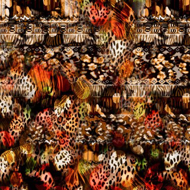 Moda baskısı, geometrik şekilli soyut leopar derisi