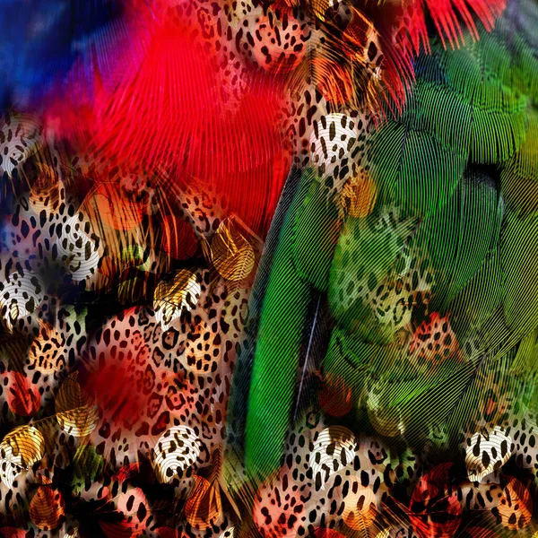 Смешанный Рисунок Печати Цепной Леопардовый Рисунок — стоковое фото