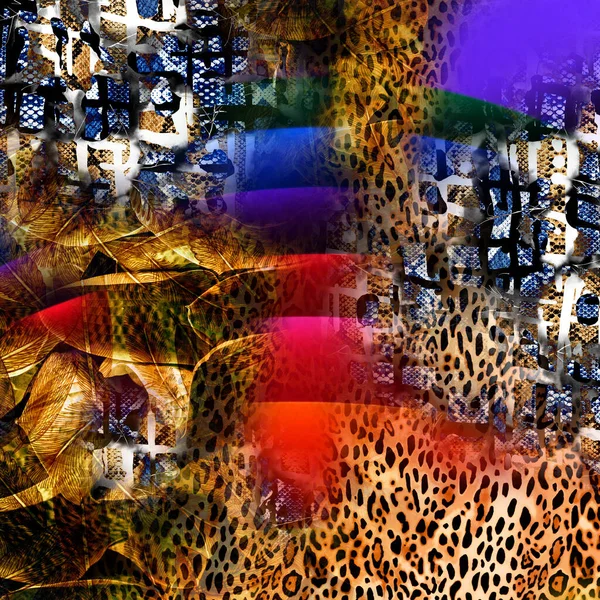 Estampado Moda Piel Leopardo Abstracta Con Formas Geométricas —  Fotos de Stock