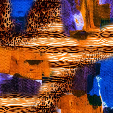 Moda baskısı, geometrik şekilli soyut leopar derisi