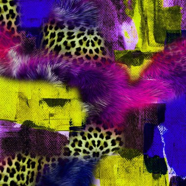 Moda baskısı, geometrik şekilli soyut leopar derisi