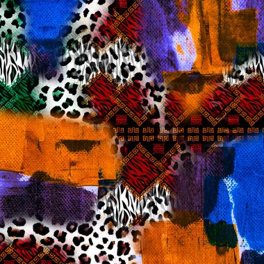Moda baskısı, geometrik şekilli soyut leopar derisi