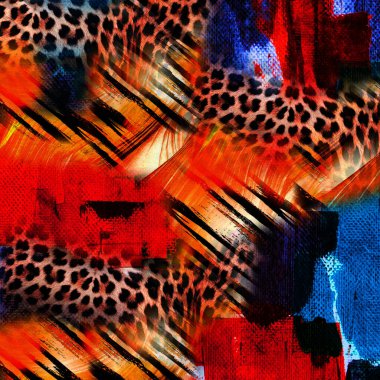 Moda baskısı, geometrik şekilli soyut leopar derisi