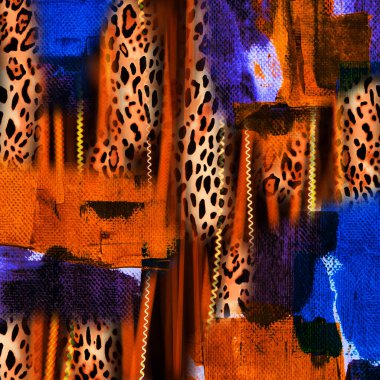 Moda baskısı, geometrik şekilli soyut leopar derisi