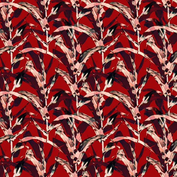Patrón de plumas rojas sobre fondo de color rosa vista superior patrón de  plumas de pájaro suave textura web larga