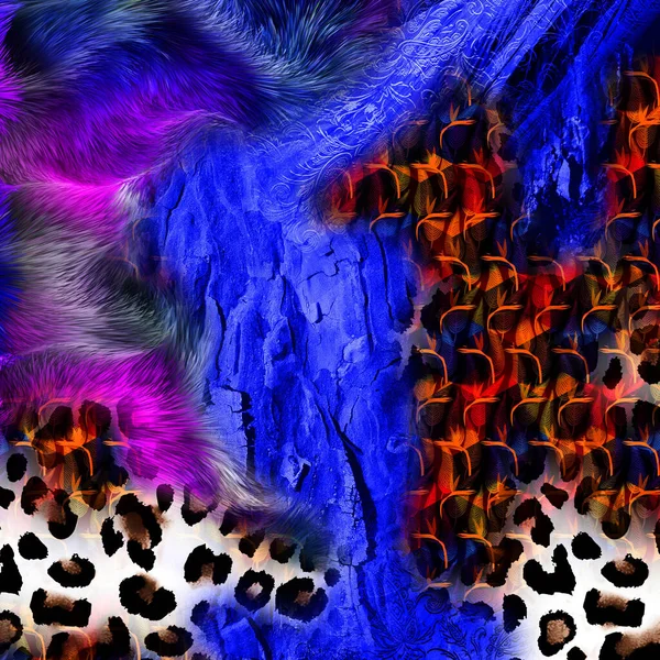 Smíšené Tiskové Vzory Řetězový Leopardí Vzor — Stock fotografie