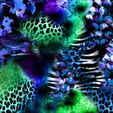 Yazdır, Afrika Hayvan İzleri. Klasik Doğal Şablon. Siyah Egzotik Hayvan Modeli. Tekstil Giysi Tasarımı..