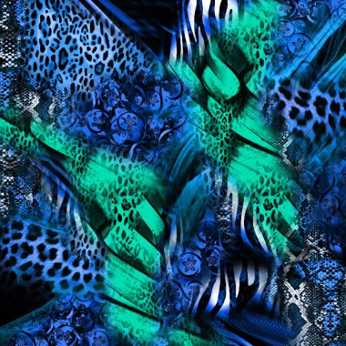 Yazdır, Afrika Hayvan İzleri. Klasik Doğal Şablon. Siyah Egzotik Hayvan Modeli. Tekstil Giysi Tasarımı..