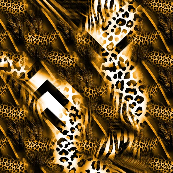 Estampado Moda Piel Leopardo Abstracta Con Formas Geométricas —  Fotos de Stock