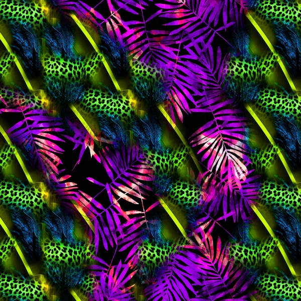 Модная Печать Абстрактная Леопардовая Кожа Геометрическими Формами — стоковое фото