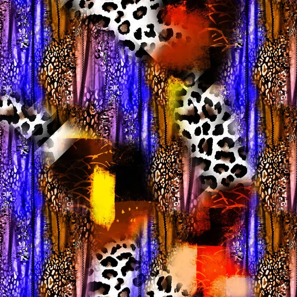 Print African Animal Prints Vintage Natural Pattern Schwarz Exotisches Tiermuster — Stockfoto