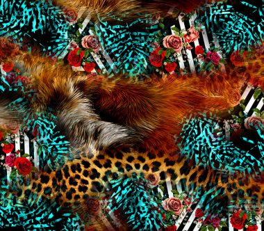 Renkli hayvan izleri, kumaş desenleri