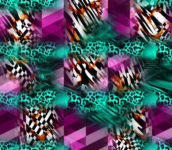 Modischer Print Abstrakte Leopardenhaut Mit Geometrischen Formen — Stockfoto