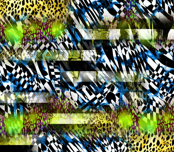 Módní Potisk Abstraktní Leopardí Kůže Geometrickými Tvary — Stock fotografie