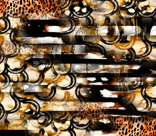 Модная Печать Абстрактная Леопардовая Кожа Геометрическими Формами — стоковое фото