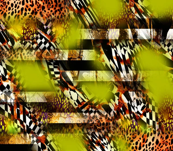 Estampado Moda Piel Leopardo Abstracta Con Formas Geométricas —  Fotos de Stock